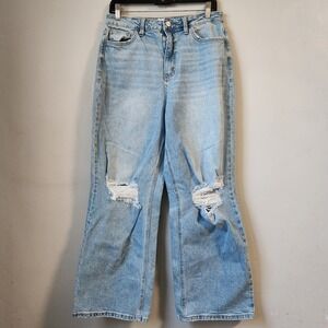 Ceros Distressed Wide Leg Jeans Light Wash Ripped Denim High Waist Size‎ 29